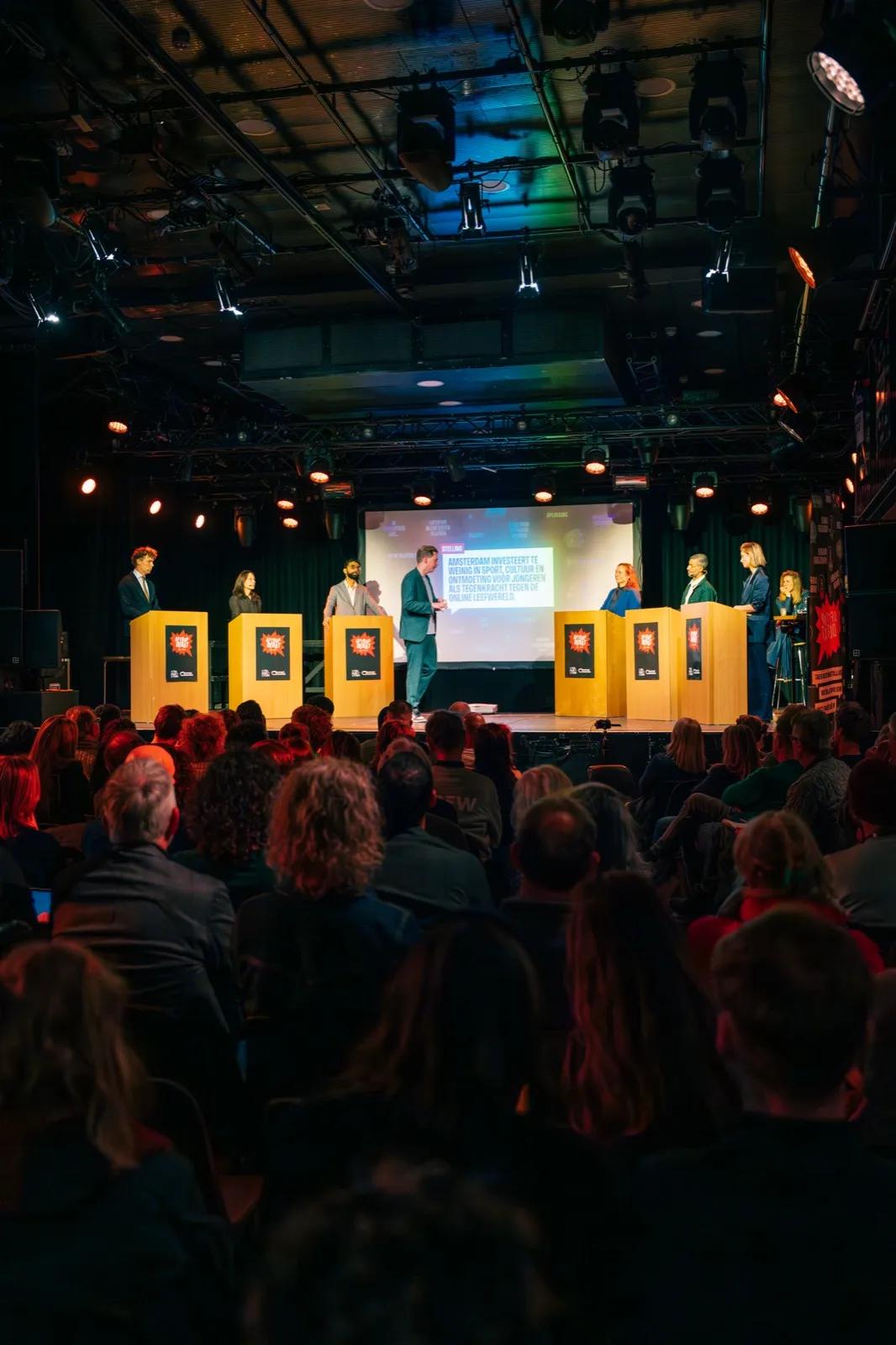 Lijsttrekkers tijdens het Aftrapdebat in de Tolhuistuin